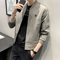 Spring and Autumn New Mens Jacket Korean slim handsome fashion autumn and winter plus velvet jacket casual Joker baseball uniform