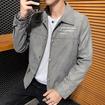Coat mens spring and autumn 2021 New loose Korean trend tooling Tide brand suede jacket mens jacket