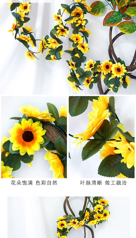 Mô phỏng 26 hoa hướng dương nhỏ bằng nhựa giả hoa lá xanh lá cây nho mặt trời hoa điều hòa không khí trang trí cây xanh - Hoa nhân tạo / Cây / Trái cây