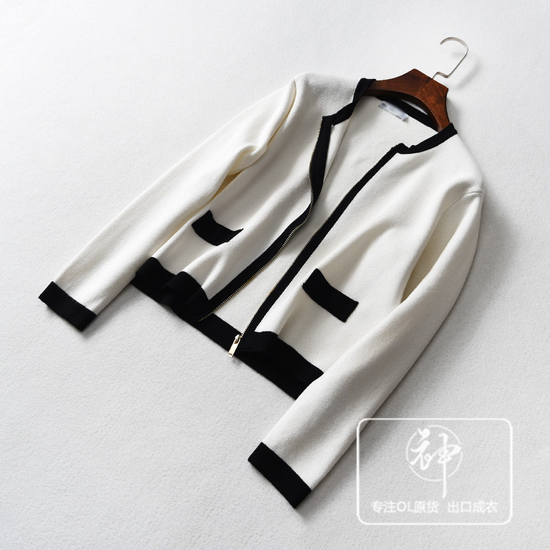 DGJW059 2018 mùa thu mới của Hàn Quốc phiên bản của các hương thơm nhỏ gió trí tuệ thời trang dây kéo áo ngắn nữ