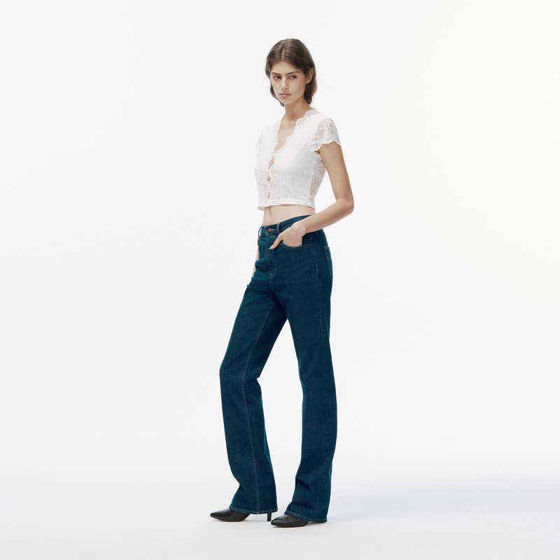 Aquare Char Blue-Green Cotton Cigarette Jeans, Mid-High Waist Bootcut Slim Fit Long Pants Aquare Char Blue-Green Cotton Cigarette Jeans, Mid-High Waist Bootcut Slim Fit Long Pants