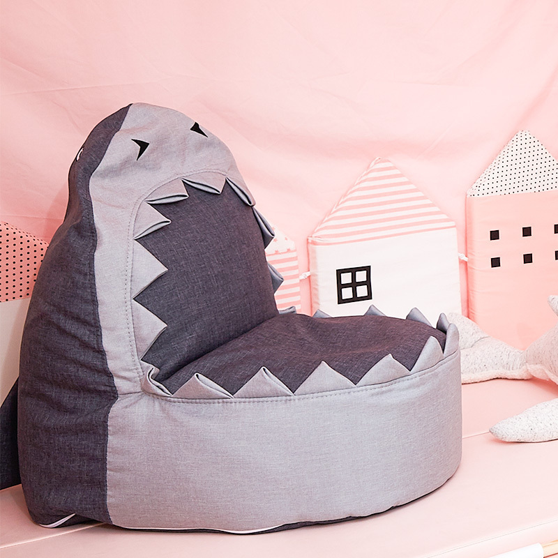 Ins shark small sofa chair baby baby lazy cartoon animal anti-fall boy removable and washable fabric bean bag
