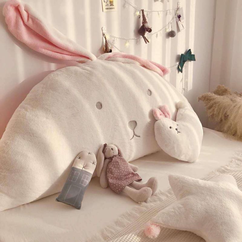 ins girl heart Princess wind rabbit ear embroidery bedside big backrest sofa pillow tatami cushion can be removed and washed