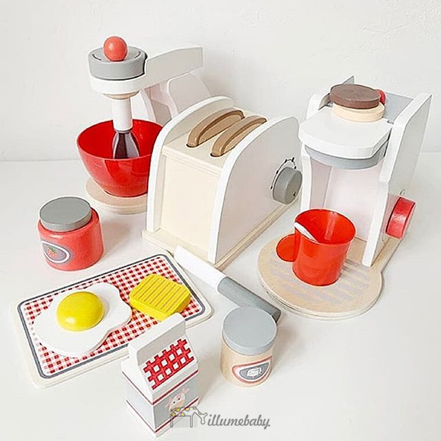 ins Han children's simulation wooden bread machine coffee machine pancake machine blender combination kitchen over home toys