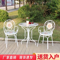European wrought iron balcony courtyard outdoor terrace outdoor bar Leisure Garden mosaic table and chair combination three-piece set