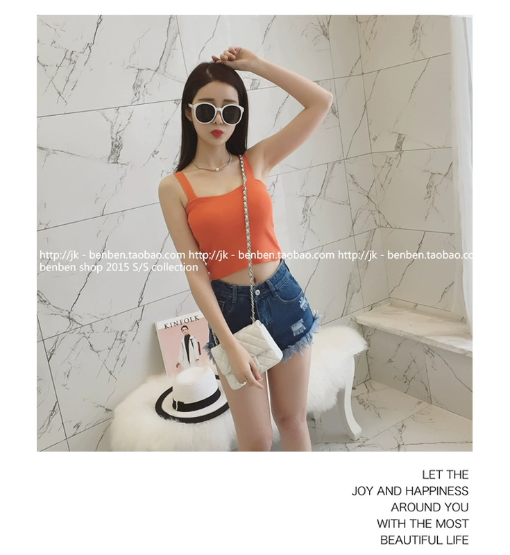 Mùa hè 2018 của phụ nữ áo mới màu rắn hoang dã vest Hàn Quốc mỏng mỏng đan đáy áo sinh viên