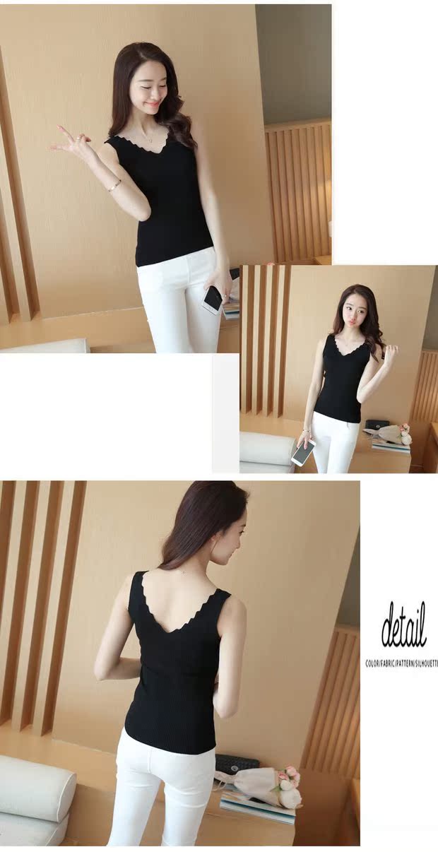 Mùa xuân hè mới của phụ nữ hoang dã sóng mỏng cổ chữ V gợi cảm không tay đan đáy áo quây áo vest nữ shop thời trang nữ