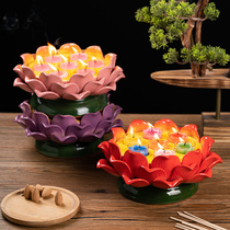 Nine stars Seven stars lotus lamp holder Ceramic ghee lamp holder 7 color lotus lamp holder Household Buddha lamp for lamp Changming lamp
