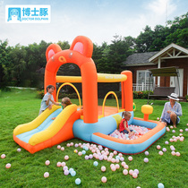 Doctoral Guinea Small Bear Inflatable Castle Children Trampoline Slide Indoor outside home Small Trampoline Trampoline Trampoline Bed with protective net
