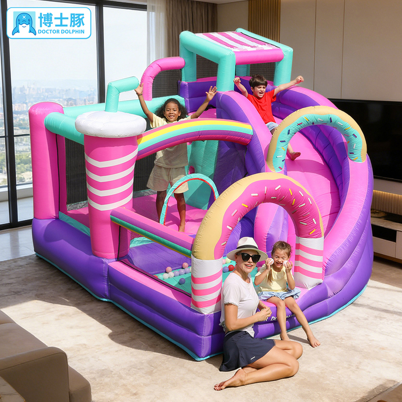 Doctor Dolphin Dessert House Inflatable Castle for Home Indoor and Outdoor Use, Small Children's Bouncy Castle with Slide and Jumping Bed, Play Castle Doctor Dolphin Dessert House Inflatable Castle for Home Indoor and Outdoor Use, Small Children's Bouncy Castle with Slide and Jumping Bed, Play Castle