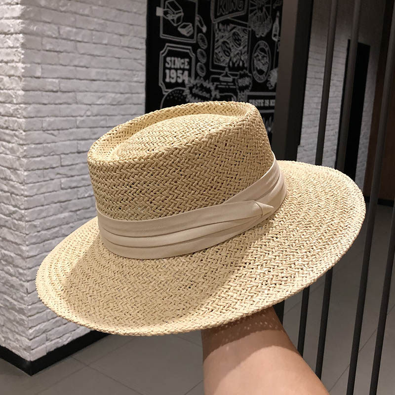 Summer handcrafted wide-brimmed and flat-brimmed socialite hats by Instagram influencers, sunshade and sun protection, vacation beach straw hats for children detail image 3