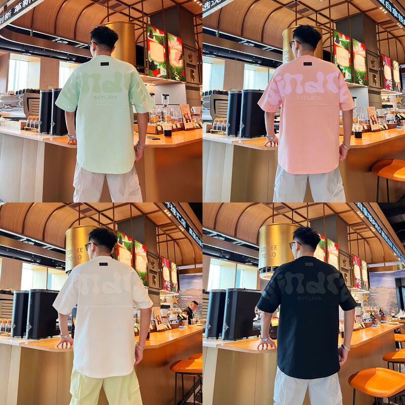 American-Style Trendy Casual Patchwork Three-Dimensional Cut Embroidery Craft Couple Matching Fashion Versatile Round Neck Short-Sleeve T-Shirt