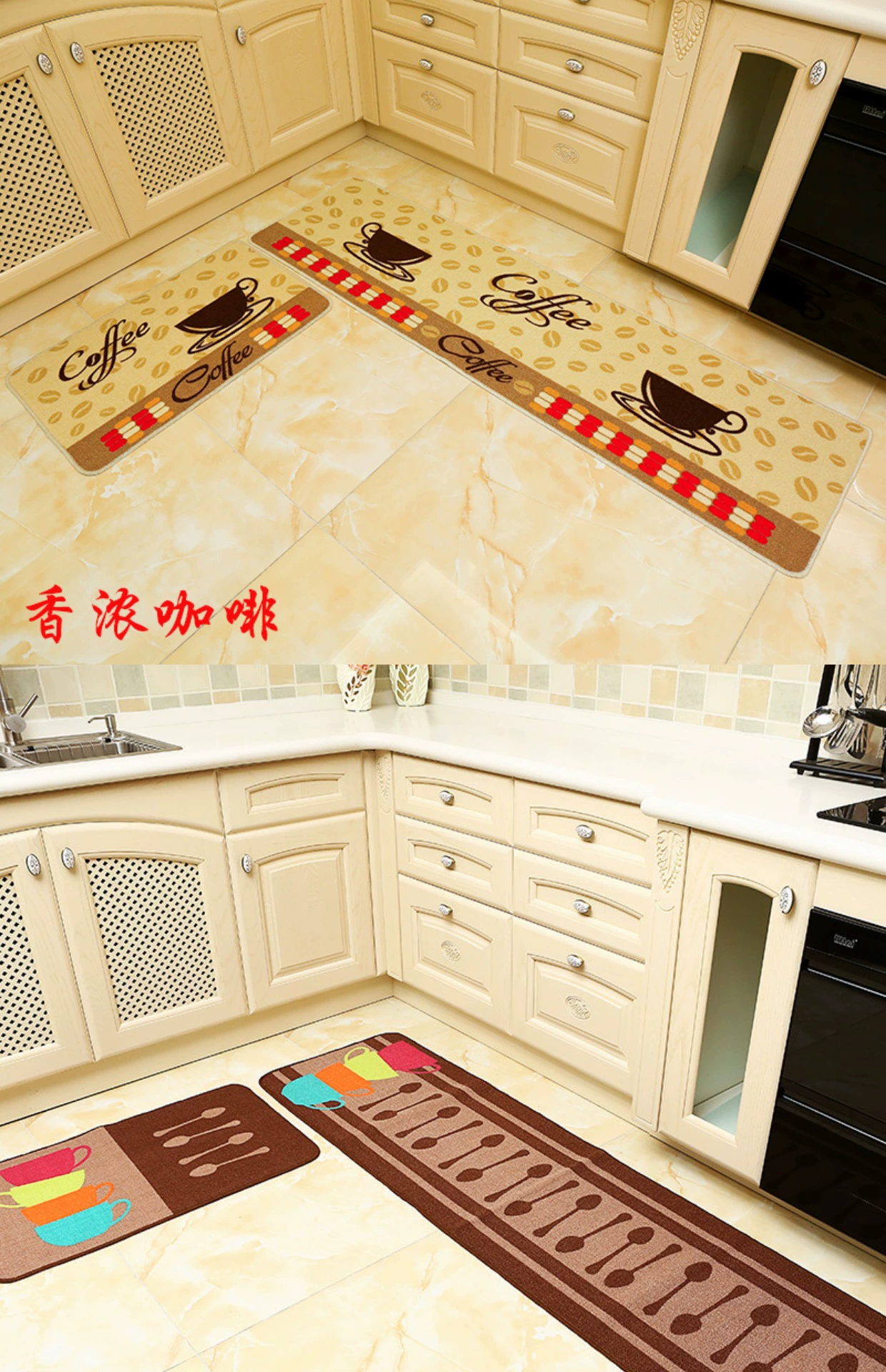 Thảm nhà bếp, thấm nước, dải chống trượt, chống thấm, thảm chống dầu, cửa, phòng tắm, thảm bước, thảm cửa gia đình, có thể giặt máy