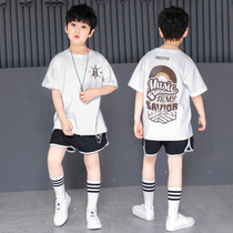 West Coast Street Dance Performance Clothes High Children Summer Cotton Short Sleeve T-shirt Shorts popping Earthquake Dance Lock Dance