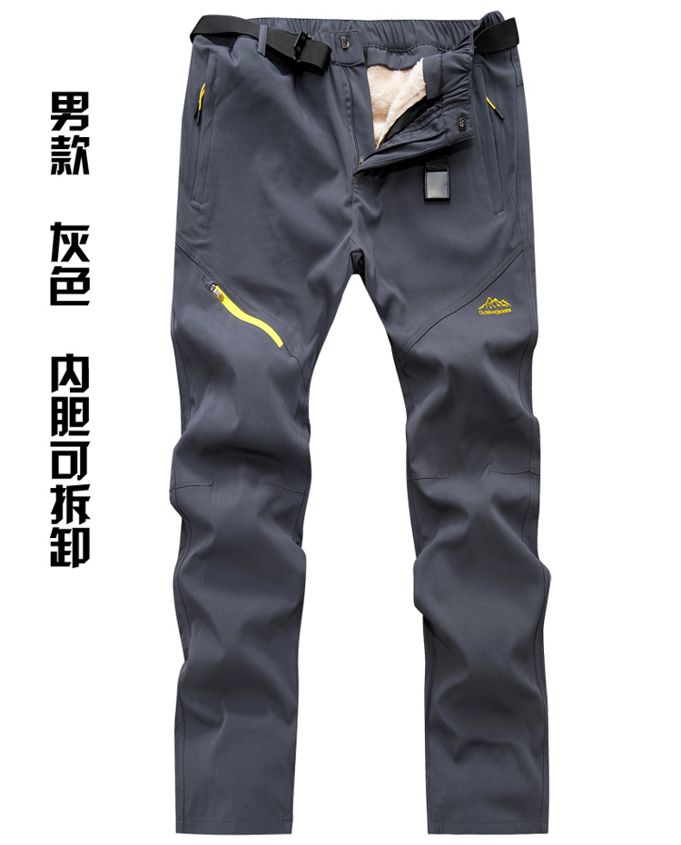 Quần mùa đông Gore-Tex Đàn ông và phụ nữ có thể tháo rời Cashmere liner Plus Nhung dày không thấm nước ngoài trời Quần mềm vỏ núi quần âu