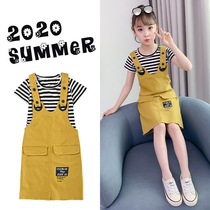 Girl Braces Skirt Suit Summer Dress Mesh Red Child Skirt Foreign Air Trendy CUHK Younggirl Little Girl Skirt Two Sets