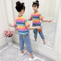 Girls Summer Suite 2020 New Yangqi 5 Children Two sets 7 CUHK Tong Short sleeves 10 Trendy Children 12 years old