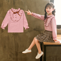 Girl shirt 5 long sleeve autumn clothing 2020 new children foreign air lining 7 pure cotton 10 CUHK children blouses 11-year-old tide