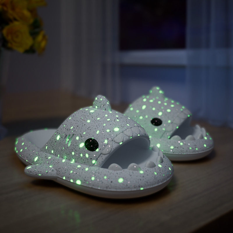 Starry Night Glowing Shark Slippers Women's Summer Adult Couple Glowing Sandals Home Non-Slip Cartoon Slippers Men's Outdoor Wear