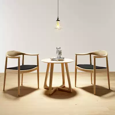 Nordic presidential chair balcony small round table and chair combination small coffee table leisure negotiation reception simple three-piece set 1 table 2 Chairs