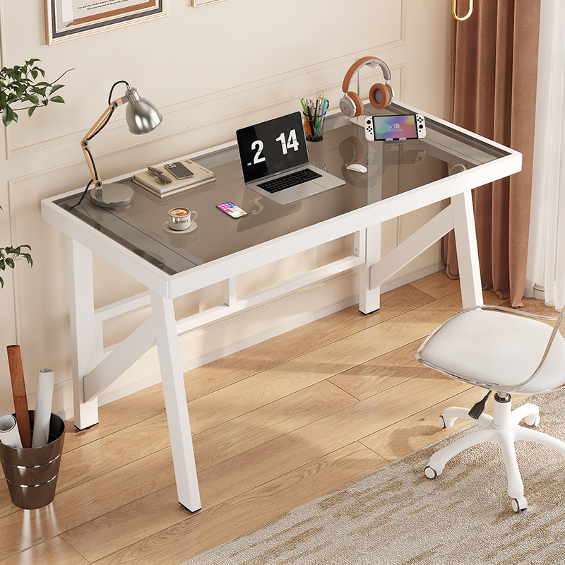 Home Computer Desk, Office Study Desk, Tempered Glass Student Gaming Desk, Simple Workbench, Primary and Secondary School Student Desk