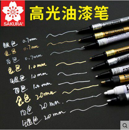 1 cherry blossom paint pen white gold silver color note pen hand painted pen with high light pen signature pen