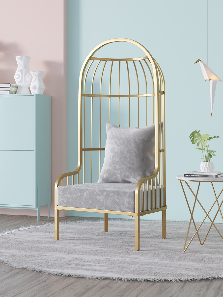 Nordic Designer High Back Sofa Chair Ins Nets Red Single Iron Art Bird Cage Sofa Chair Light Lavish Living Room Bedroom-Taobao