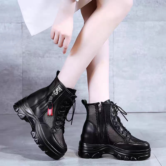 断码清仓薏尔康马丁靴女鞋春夏网面鞋2025新款百搭厚底镂空凉靴子