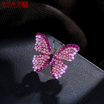 Tang Xiao jewelry Korea full diamond butterfly brooch Female luxury atmosphere pin jacket cardigan corsage fashion temperament