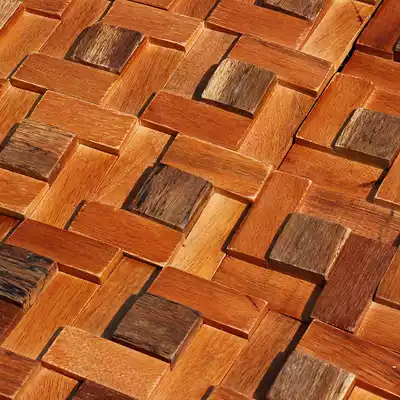 Solid wood mosaic boat wood TV background wall interior wall brick porch living room art modeling wall home decoration main materials building materials