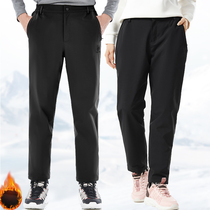TECTOP explores outdoor autumn and winter windproof and waterproof hiking soft shell pants mens and womens plus velvet warm assault pants