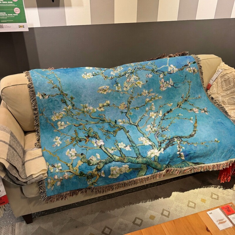Van Gogh's Blooming Apricot Blossom Tapestry for Living Room Background Wall, Horizontal Bedroom Headboard Fabric Art Wall Hanging, Luxury Throw Blanket Van Gogh's Blooming Apricot Blossom Tapestry for Living Room Background Wall, Horizontal Bedroom Headboard Fabric Art Wall Hanging, Luxury Throw Blanket