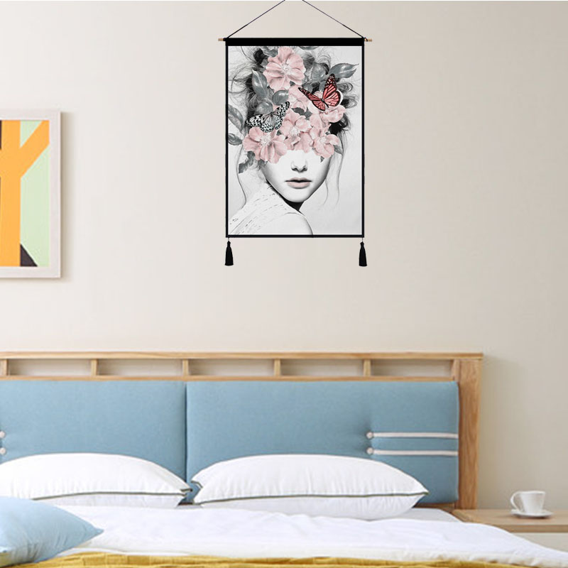 Bắc Âu hiện đại ins trang trí chăn cá tính nhân vật gốc tấm thảm sơn phòng ngủ bạt trang trí vải tấm thảm trang trí vải - Tapestry thảm vải decor