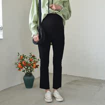 Pregnant woman pants spring fall outside wearing pants small straight drum display slim black 90% pants high waist Tow belly long pants spring summer thin