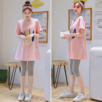 Pregnant Woman T-Shirt Summer Dress New Suit Fashion Style Boomer Spring Summer Short Sleeve Blouses Little Sub Pregnant Dress Woman