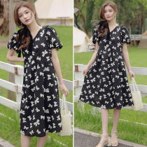 Summer pregnant woman Liandress nepotism red fashion Thin Temperament Skirt Minus age Ocean Gas Skirt Summer Gestational Woman