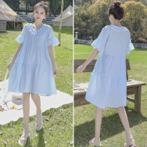 Summer pregnant women with dress fashion Dress Fashion postpartum breastfeeding Breast-feeding Dresses Foreign Pistachio BIG CODE DOLL SKIRT SUMMER DRESS WOMAN
