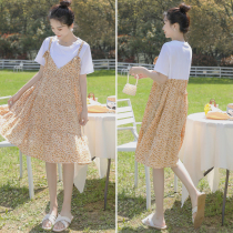 Summer tennis Red Pregnant Woman With Dress Fashion style fake two snowspun dresses Small sub-reduced Belly Shatter Dresses Summer Dress