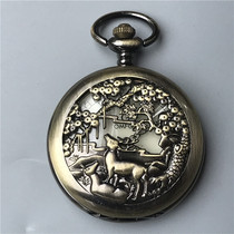 Antique Pocket watch Automatic mechanical watch Hollow out pure copper Nostalgic vintage strap Chain old watch Clamshell watch