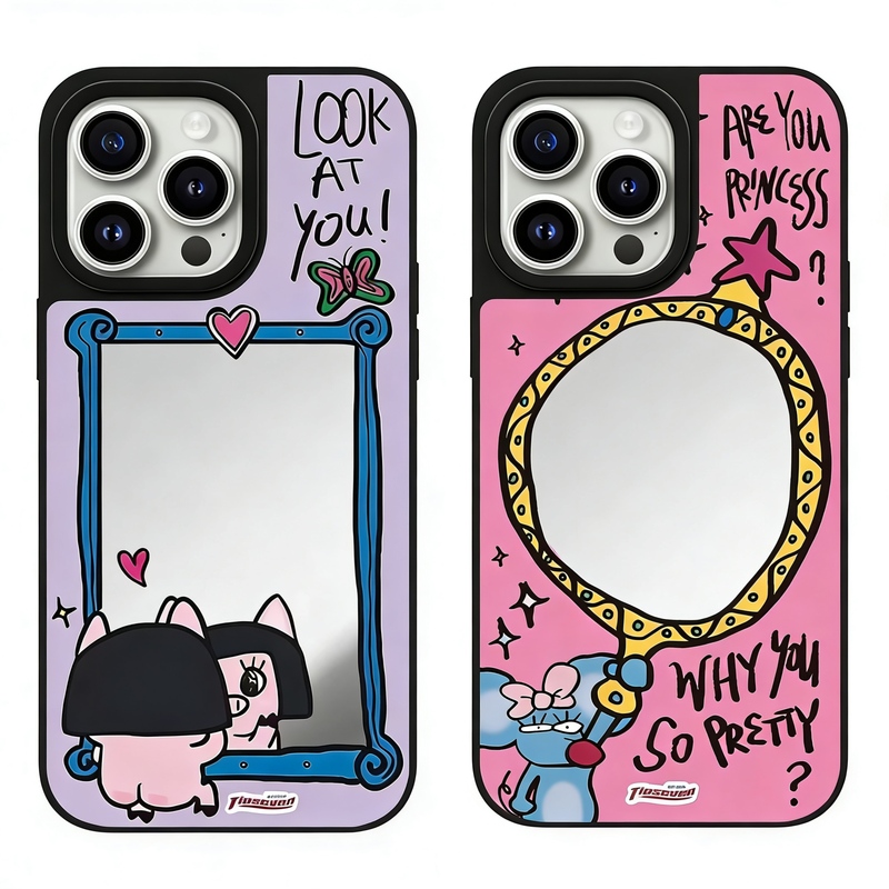 Han Huohuo Tipseven臭美猪猪照镜Magsafe磁吸适用于Iphone17Promax手机壳苹果16Pro镜面15明星同款14补妆镜13保护套 Han Huohuo Tipseven臭美猪猪照镜Magsafe磁吸适用于Iphone17Promax手机壳苹果16Pro镜面15明星同款14补妆镜13保护套