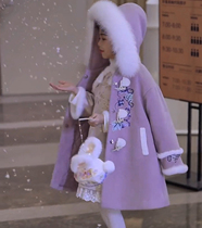 Girls quilted jacket autumn and winter 2023 new childrens national style cheongsam skirt girls thick woolen coat fashionable