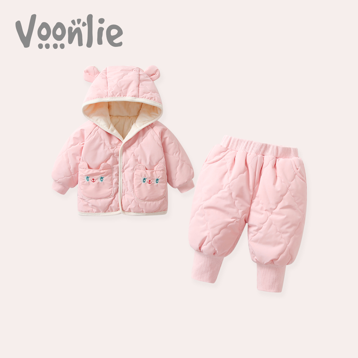 Girl suit autumn and winter foreign air trendy children clothes one year old female baby cotton clothes cotton pants two sets clip cotton thickened-Taobao