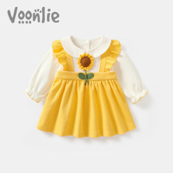Fanhle Girls' Dress Autumn 2025 New Fashionable Children's Princess Dress Infant First Birthday Baby Dress Spring and Autumn