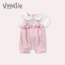 Baby Hunting Clothes Summer Clothing Jumpsuit Newborn Baby Girl Harvest Clothes Princess Full Moon Pure Cotton Summer Thin