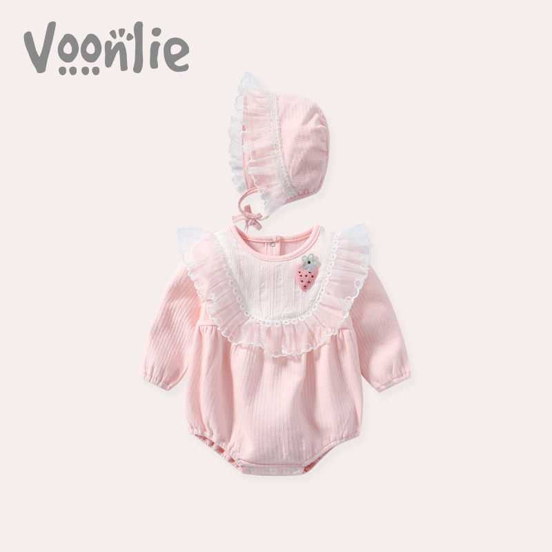 Fan hunting baby autumn clothes newborn clothes female baby jumpsuit autumn full moon hundred days princess romper bag fart clothes