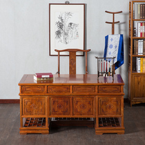 Solid wood desk 1 8 m boss Taichung-style traditional Chinese medicine consultation desk writing desk desk elm wood carving flower big bandae