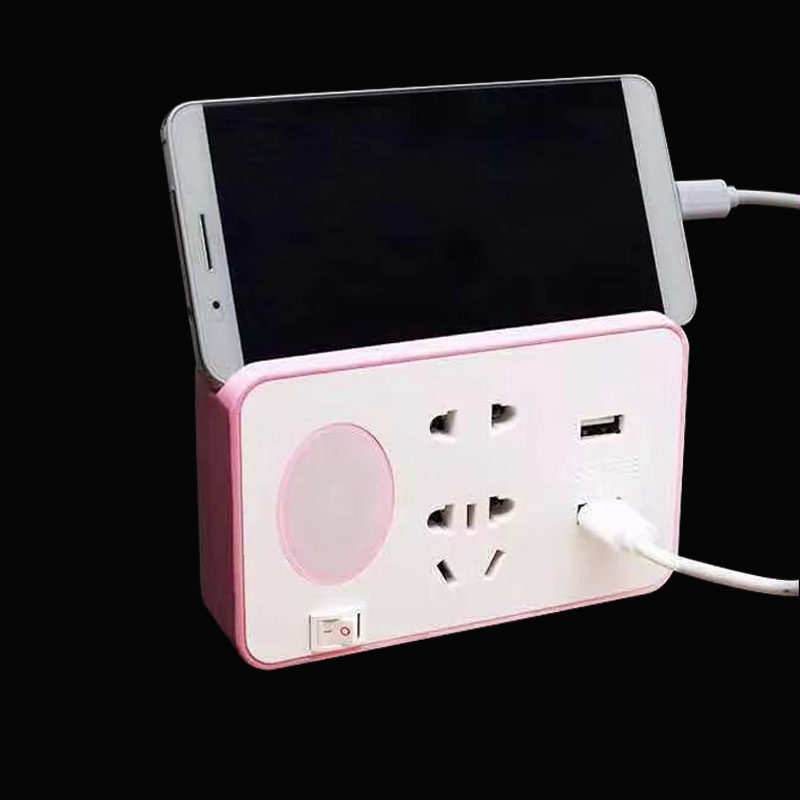 Multifunction USB Charging Small Night Light Wireless Home Socket Converter Mobile Phone Holder Extension Cord Creative Platoon