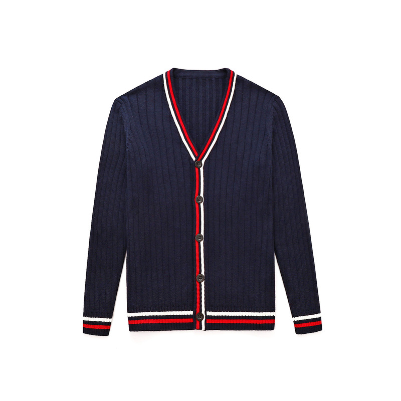 British Style School Uniform Kindergarten Uniform Woolen Pure Cotton Long-Sleeved Cardigan Boys and Girls Primary School Students Tops Class Uniform School Uniform