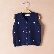 Girl vest spring and autumn thin 0 baby sleeveless knitwear children cotton childrens cotton baby New 1-2-3 years old