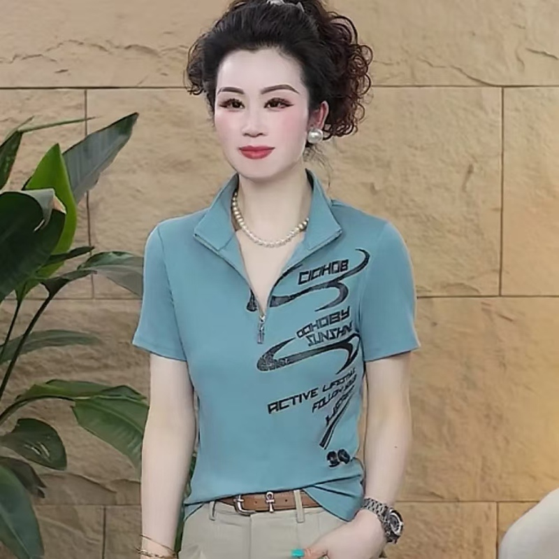 2026 Summer New Fashion Half-Zip Solid Color Short Sleeve Top Casual Stand Collar Solid Color Sweatshirt Versatile Base Shirt 2026 Summer New Fashion Half-Zip Solid Color Short Sleeve Top Casual Stand Collar Solid Color Sweatshirt Versatile Base Shirt